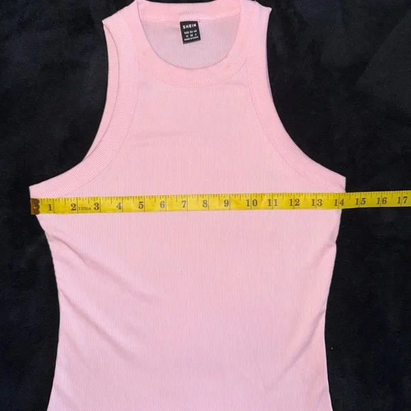Light Pink Ribbed Racerback Tank Top - SHEIN - Picture 6 of 6
